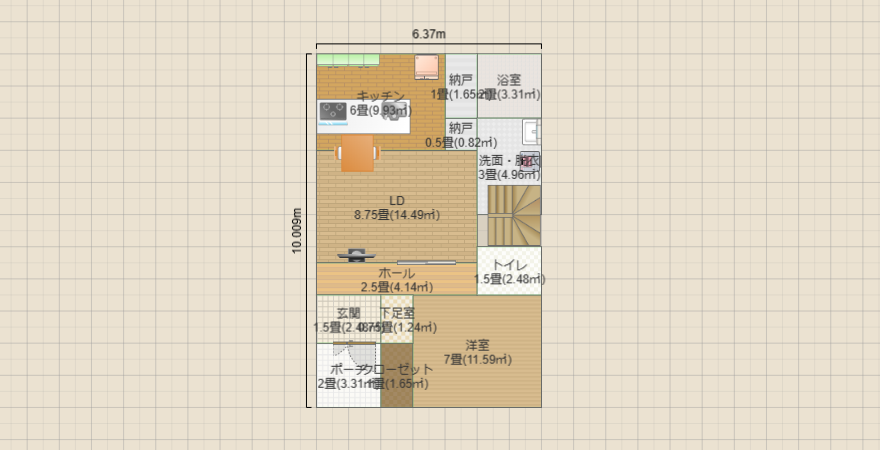 南玄関　１階完結 32坪