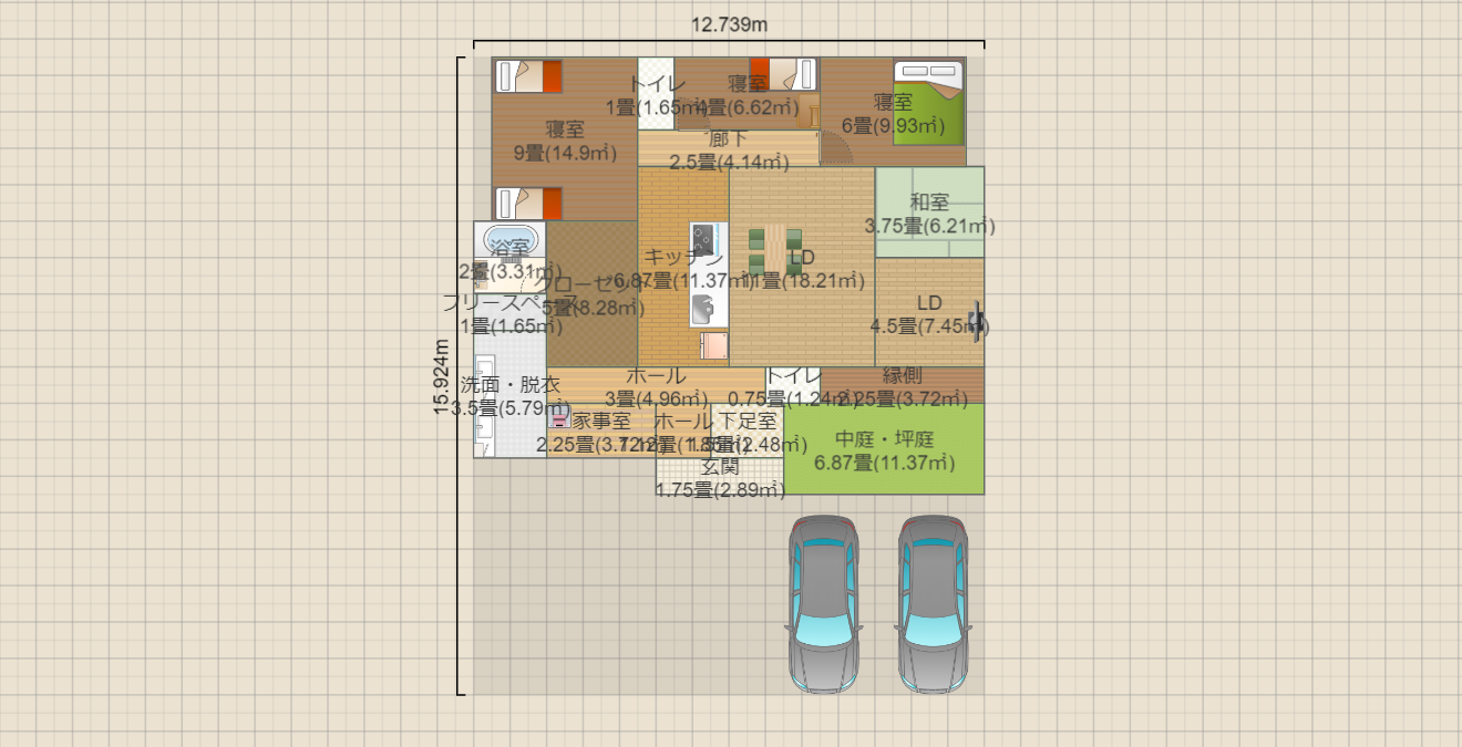 平屋(南向き・敷地広め・良い形)