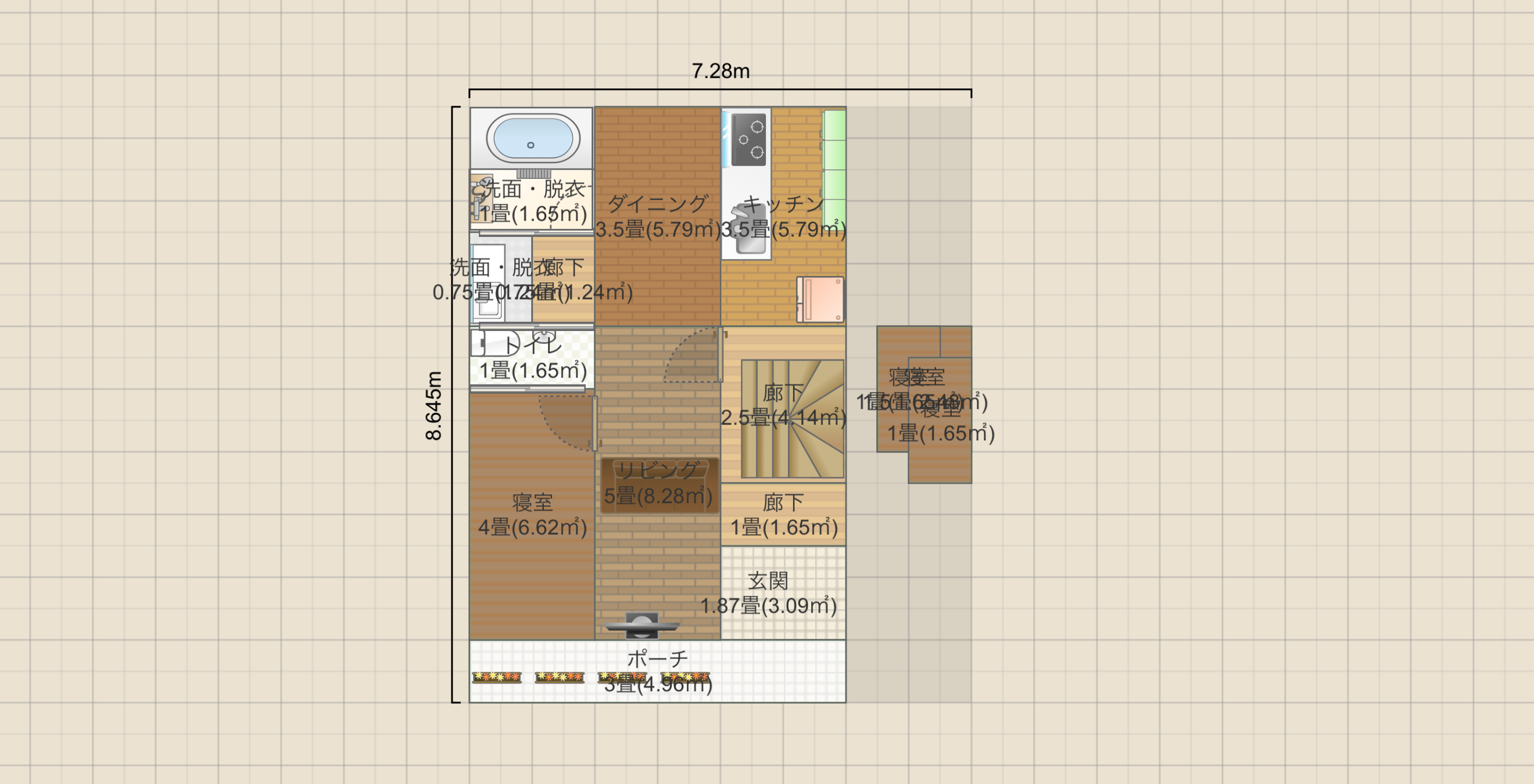 大町東(東南玄関)ガレージなし