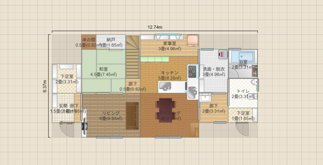 37坪2階建 広めのバルコニー