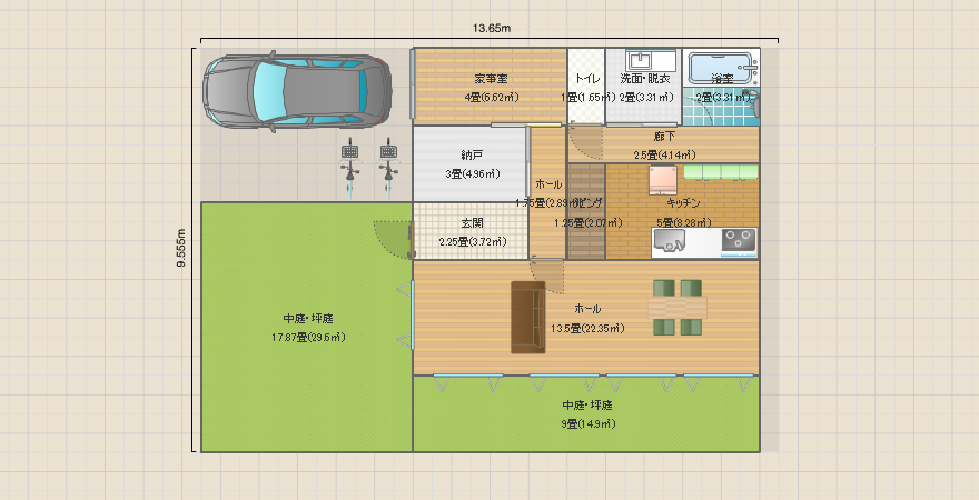 車・北西縦/庭・南西+南(26)